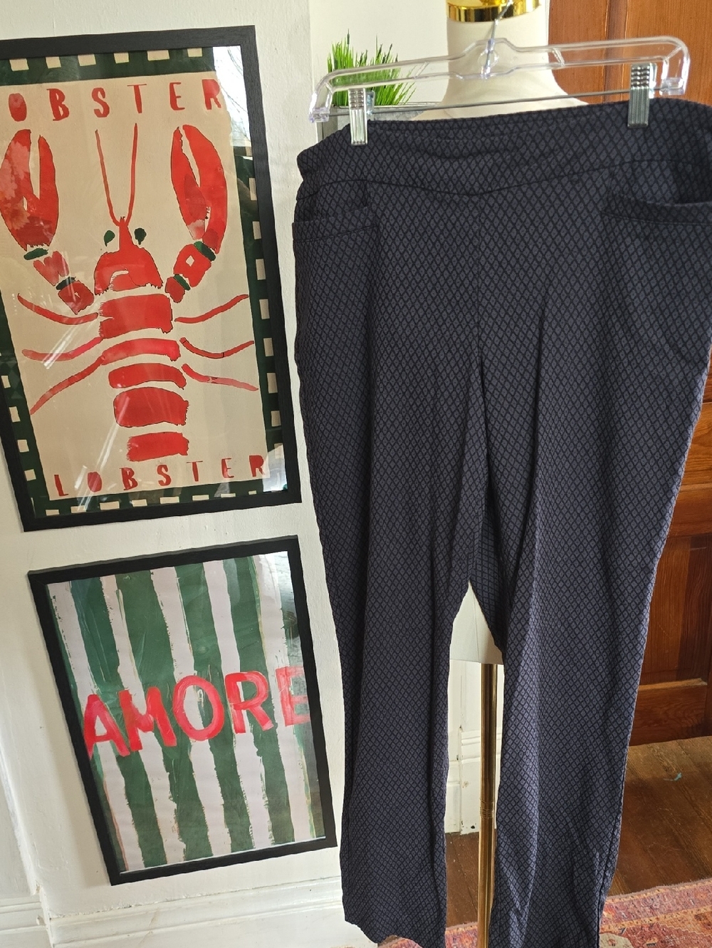 Kim‎ Rogers Dark Navy Pull On Work Pants Yoga Inspired Dress Pants 14 Large